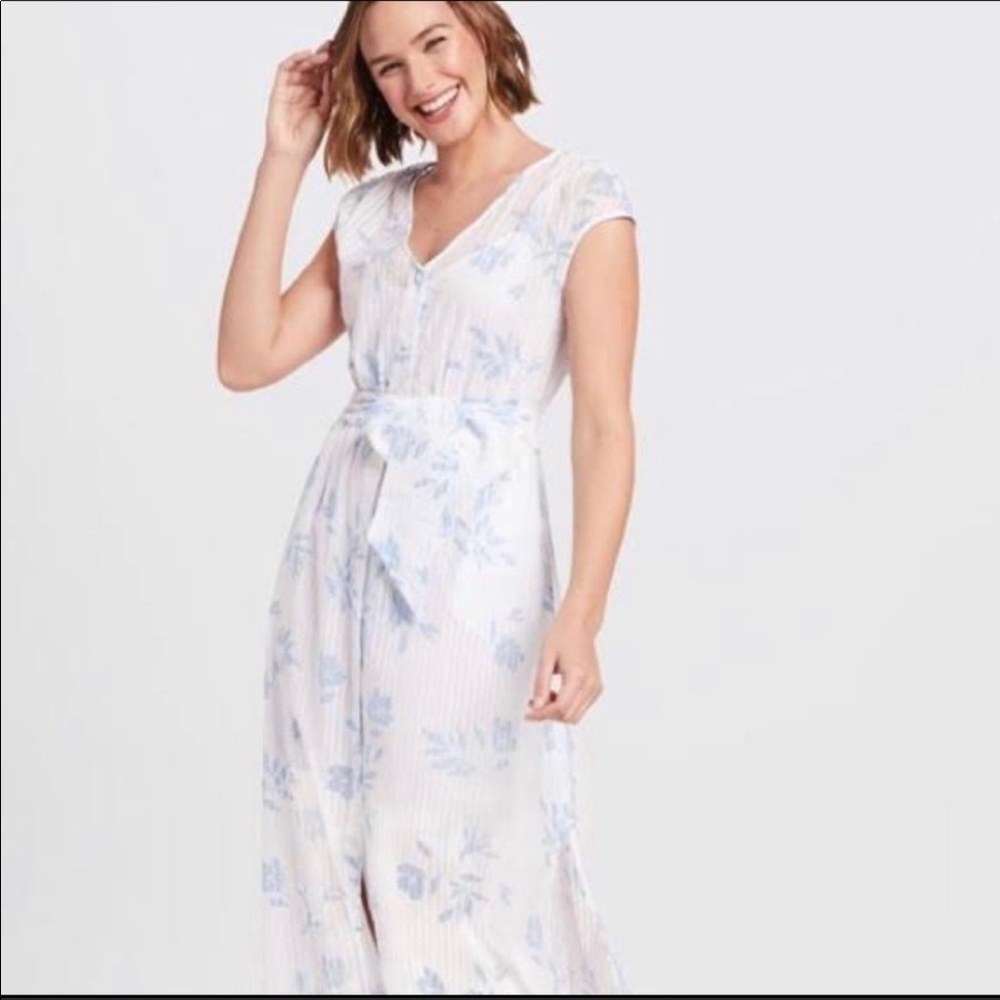 Draper James White Maxi Dress with Light Blue Floral Print - Picture 2 of 10
